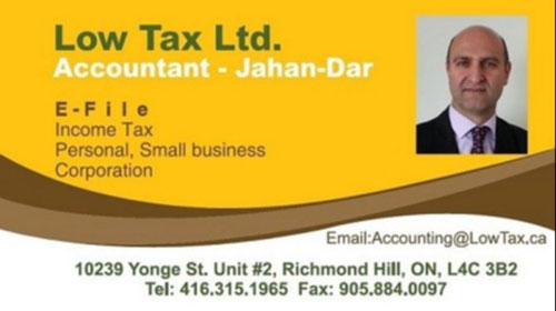 Jahandar Accounting – Low Tax Ltd. ACCOUNTING AND TAX SERVICES Toronto (GTA)